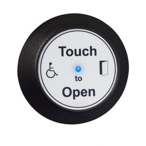 Round Hardwired Antimicrobial Acrylic Sensor (QHRM0) | Touch to Open | Door Assist Button | Door Automation
